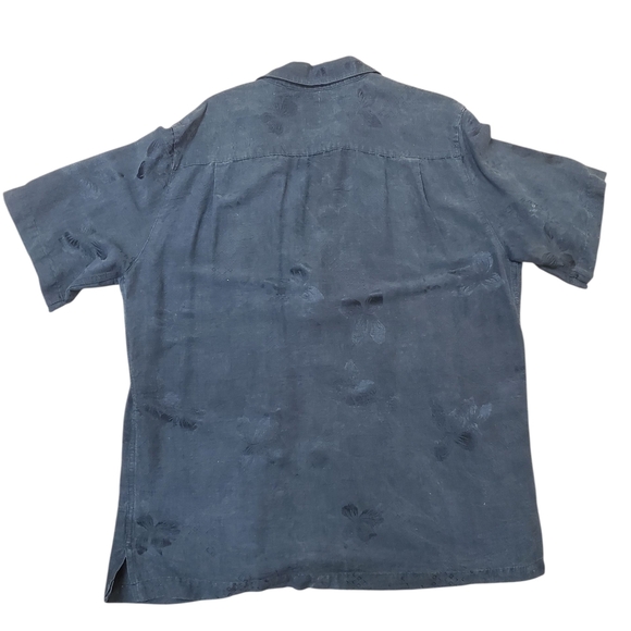Caribbean Joe Hawaiian Silk Button Down Shirt. Black on Black. LG - Picture 5 of 7